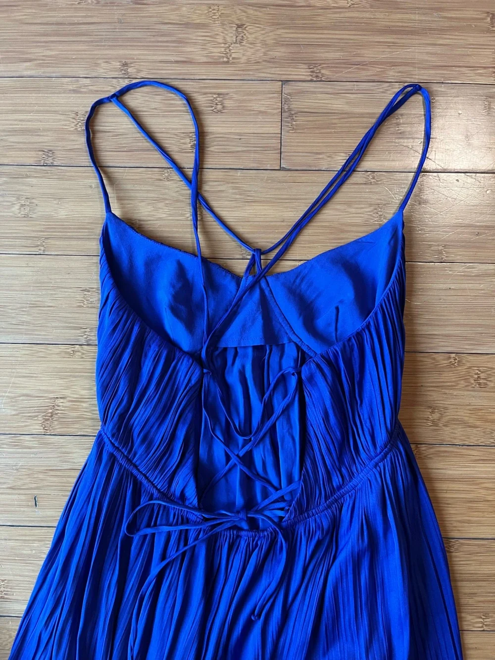Anthropologie Cobalt Blue Halter Tie Back Draped Maxi Dress - Picture 10 of 12
